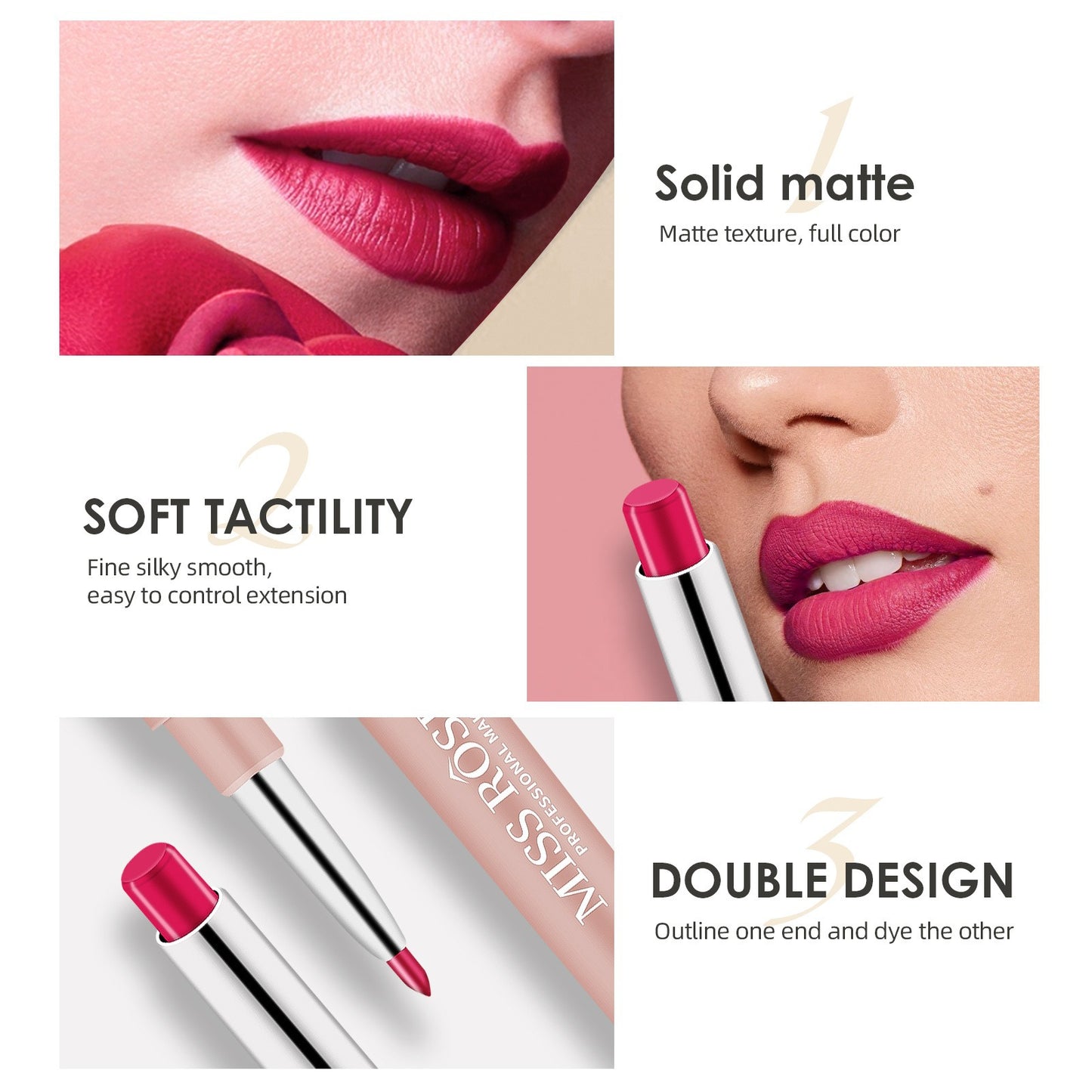 Double-ended Lip Liner and Lipstick | Moisturizing & Hydrating | Long-lasting Nourishment